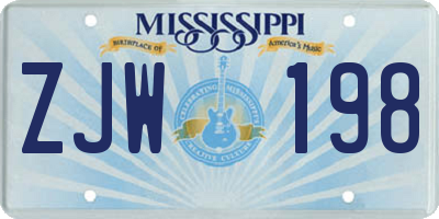 MS license plate ZJW198