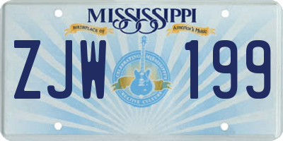 MS license plate ZJW199