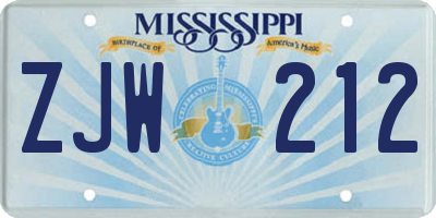 MS license plate ZJW212