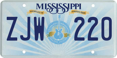 MS license plate ZJW220