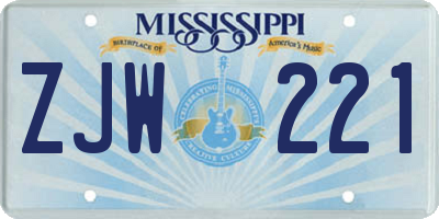 MS license plate ZJW221