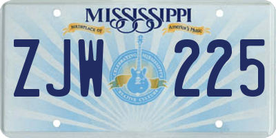 MS license plate ZJW225