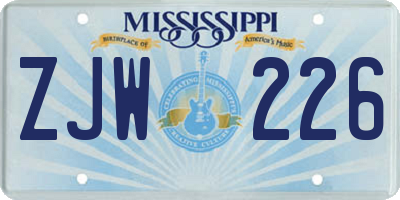 MS license plate ZJW226