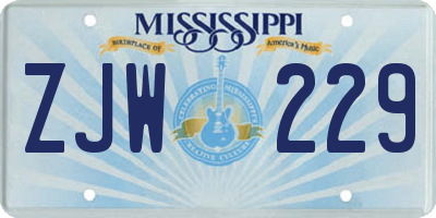 MS license plate ZJW229