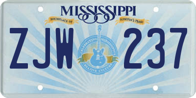 MS license plate ZJW237