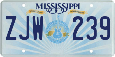 MS license plate ZJW239