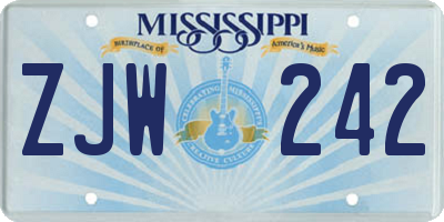 MS license plate ZJW242