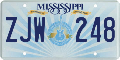 MS license plate ZJW248