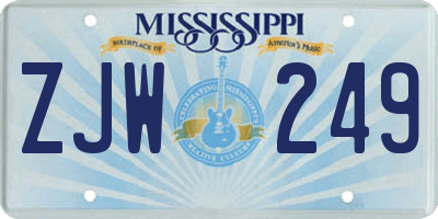 MS license plate ZJW249