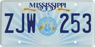 MS license plate ZJW253