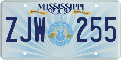 MS license plate ZJW255