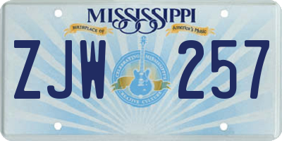 MS license plate ZJW257