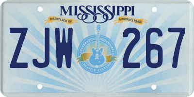 MS license plate ZJW267