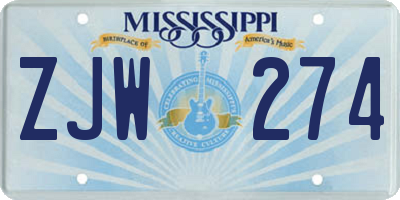 MS license plate ZJW274