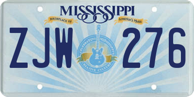 MS license plate ZJW276