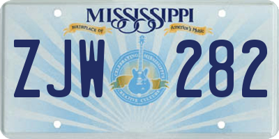 MS license plate ZJW282