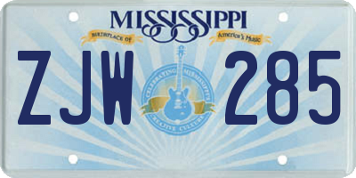 MS license plate ZJW285