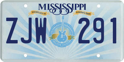 MS license plate ZJW291