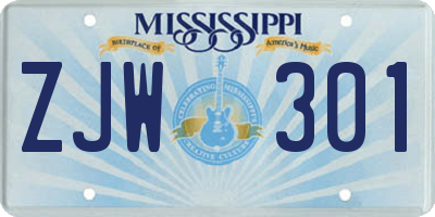 MS license plate ZJW301