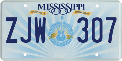 MS license plate ZJW307