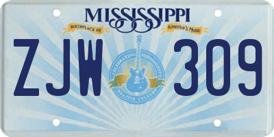 MS license plate ZJW309