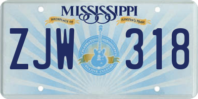 MS license plate ZJW318
