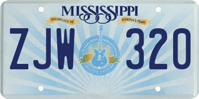 MS license plate ZJW320