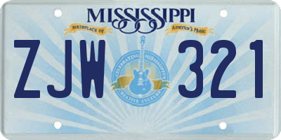 MS license plate ZJW321