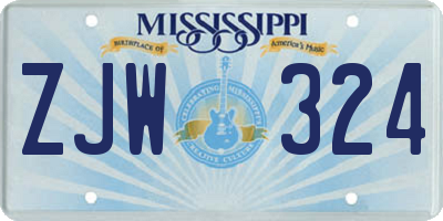 MS license plate ZJW324