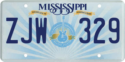 MS license plate ZJW329