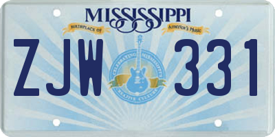MS license plate ZJW331
