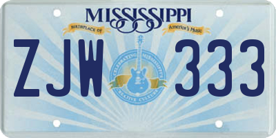 MS license plate ZJW333