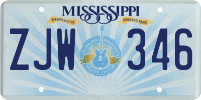 MS license plate ZJW346