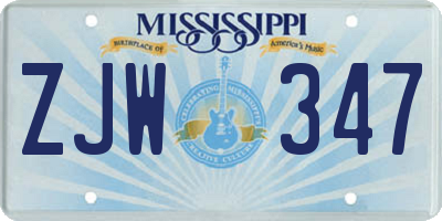 MS license plate ZJW347