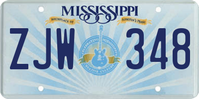 MS license plate ZJW348