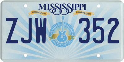 MS license plate ZJW352