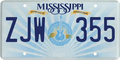 MS license plate ZJW355