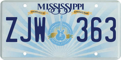 MS license plate ZJW363