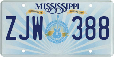 MS license plate ZJW388