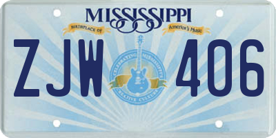 MS license plate ZJW406