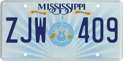 MS license plate ZJW409
