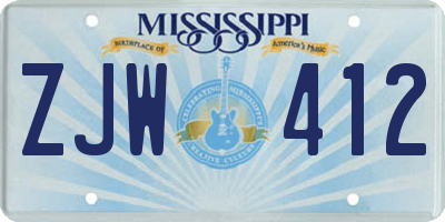 MS license plate ZJW412