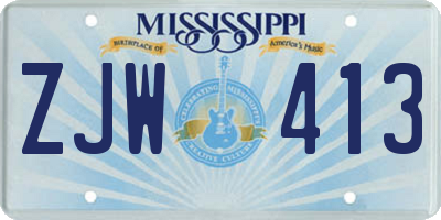 MS license plate ZJW413
