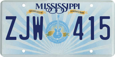 MS license plate ZJW415