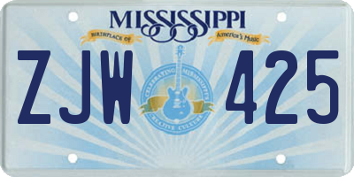 MS license plate ZJW425
