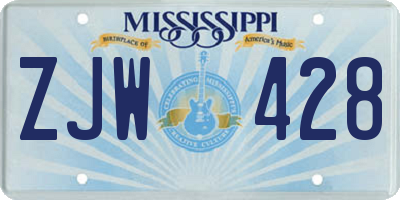 MS license plate ZJW428