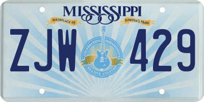 MS license plate ZJW429