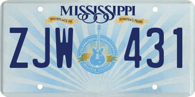 MS license plate ZJW431