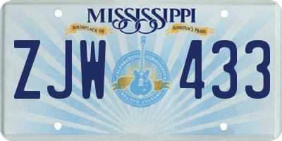 MS license plate ZJW433