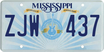 MS license plate ZJW437